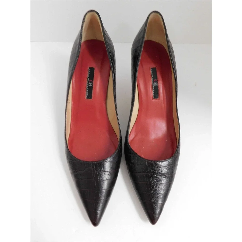 Carolina Herrera Brown Alligator Embossed Leather Pumps‎ 37